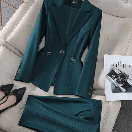 Amazon European and American Cross-Border Popular Commuter Foreign Trade Women's Blazer Professional Pants Dress Two-Piece Suit