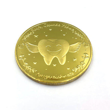 New Tooth Tooth Fairy Gold Coin Gold Plated Commemorative Coin Children's Tooth Change Gift Tooth Fairy Commemorative Medallion Coin