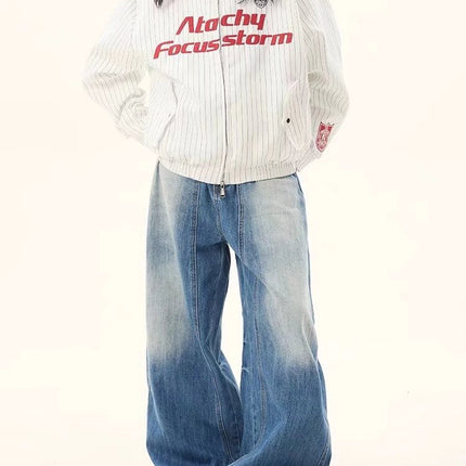 Jeans Men's Spring and Summer New American Style Retro Mop Pants Loose Straight High Street Trendy Brand All-match Casual Pants Cotton
