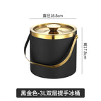 3l double-layer portable ice bucket black gold + ice clip
