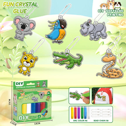 DIY children's crystal plastic painting suit graffiti free plastic painting window pendant keychain sun catcher toy