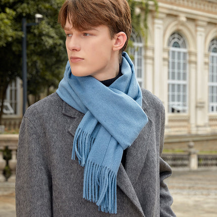 Wool Scarf Autumn and Winter Korean Style Men's Scarf Pure Color New Versatile Cashmere Scarf Women's Winter Warmth