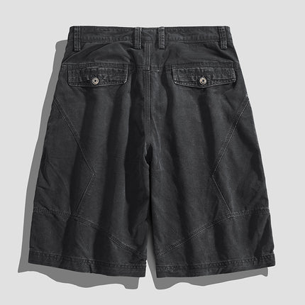 Pure Cotton Tooling Shorts Men's Summer Japanese Tooling Sports Fashion All-match Solid Color Stitching Six-point Casual Shorts