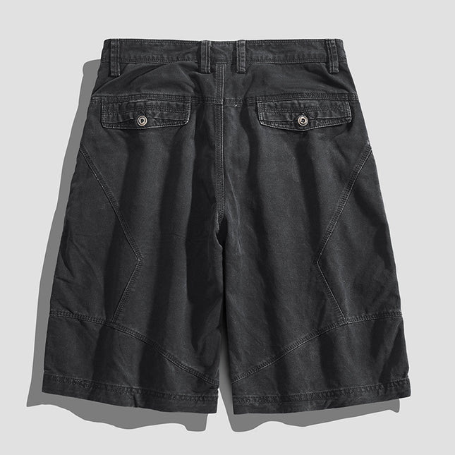 Pure Cotton Tooling Shorts Men's Summer Japanese Tooling Sports Fashion All-match Solid Color Stitching Six-point Casual Shorts