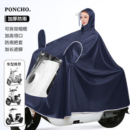 Raincoat for Electric Vehicles and Motorcycles, Adult Double or Single Raincoat with Double Brim, Enlarged and Thickened Riding Raincoat