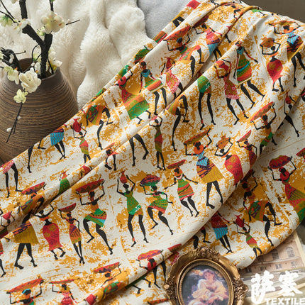 Hemp Cotton Digital Printing Fabric Printing Cotton and Linen Clothing Fabric Vintage Handmade DIY Tablecloth Patchwork Southeast Asia