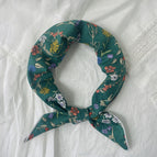 Teng man small flowers Green / 100% cotton 58x58cm square scarf