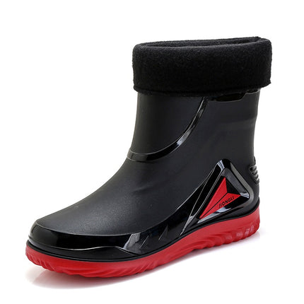 Rain Boots men's closed new waterproof shoes outdoor water boots kitchen non-slip work rubber shoes plus velvet cotton warm rain boots