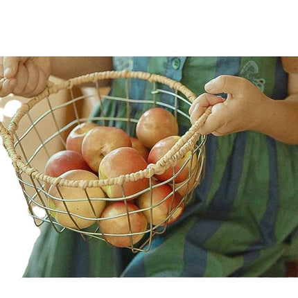 Scandinavian Double-ear Woven Storage Basket Wire Woven Storage Basket Living Room Sundry Storage Desktop Convenient Woven Basket