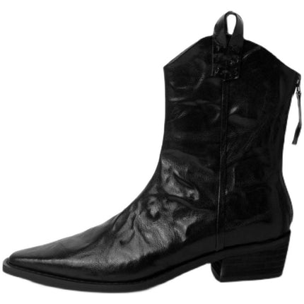 Pointed-toe Western cowboy boots Women's ankle boots 2023 new spring and autumn European and American fashionable elegant pleated V-mouth chunky heel ankle boots