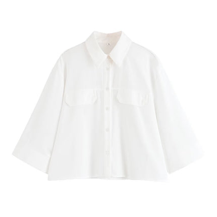 European and American Style Amazon Aliexpress Popular Fashion Trend Versatile Multi-Color Casual and Comfortable Wide-Sleeved Shirt