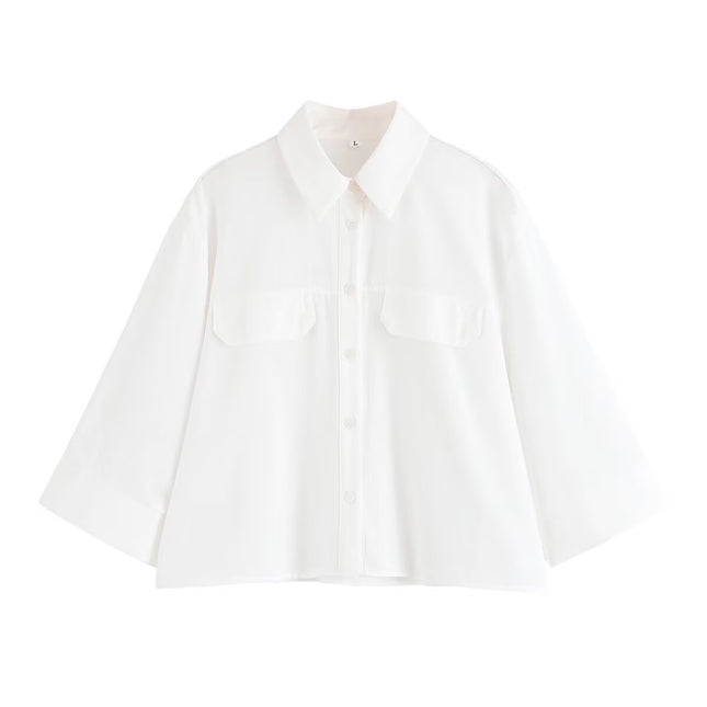 European and American Style Amazon Aliexpress Popular Fashion Trend Versatile Multi-Color Casual and Comfortable Wide-Sleeved Shirt