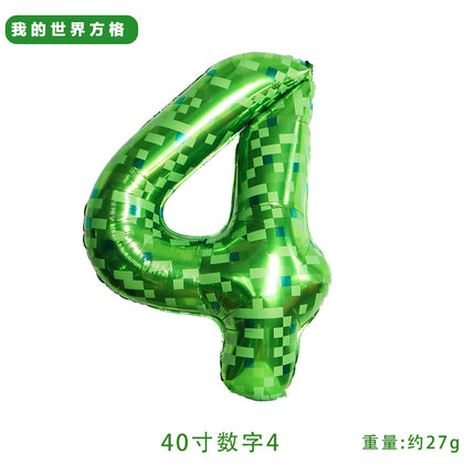 40inch Number Balloon Green Plaid Balloon Cross-Border Party Layout Scene Atmosphere Aluminum Film Balloon Numbers