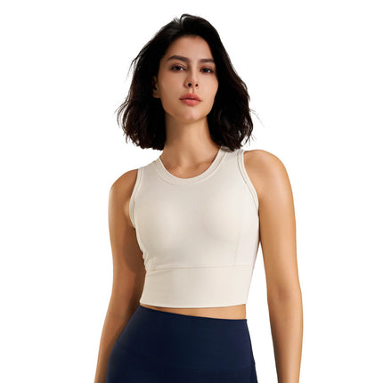 Lu Sports Bra Underwear Yoga Running Breathable Quick-Drying Fitness Vest with Chest Pad Shock-Proof Fixed Cup Beautiful Back
