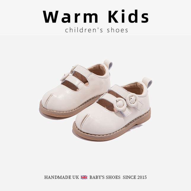 Genuine Leather Girls' Small Leather Shoes 2025 Spring and Autumn Round-Toe Princess White Soft-Soled Toddler Shoes for Girls and Children