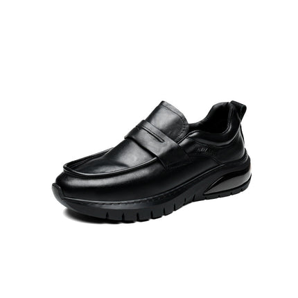Factory Direct Supply Genuine Leather Men's Shoes Autumn New Fashion Casual Shoes Versatile Business Thick-Soled Slip-On Plus Suede Leather Shoes