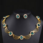 18k gold green necklace + earring pin