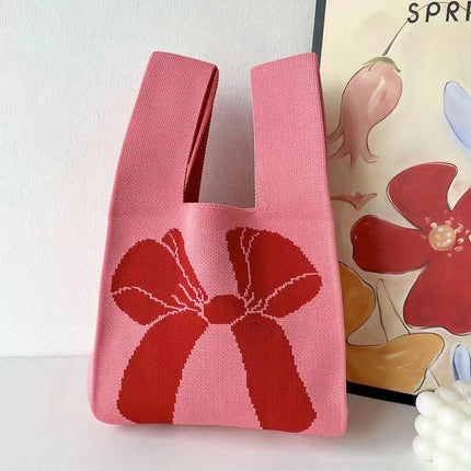 New Ins Bag Knitted Handbag Large Capacity Bucket Bag Versatile Daily Work Clothing Tote Bag Female Souvenir