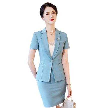 Small Suit Jacket Slim-fit Professional Suit suit Temperament Short-sleeved Thin Jewelry Store Work Clothes Dress Women