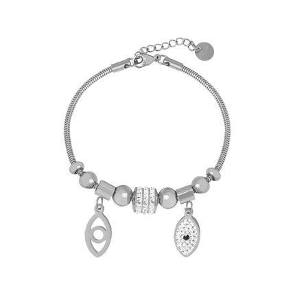 Antique European and American titanium steel vacuum plating 18k gold non-fading round heart pendant bracelet women's wholesale jewelry