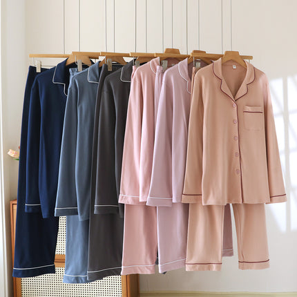 Pure Cotton Brushed Couple Pajamas for Men, Spring, Autumn and Winter Warm Long-Sleeved Women's Home Suits, Loose Cotton, Can Be Worn Outside