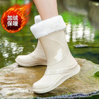 Mid-calf/outdoor waterproof boots/812 apricot fleece-lined / 36