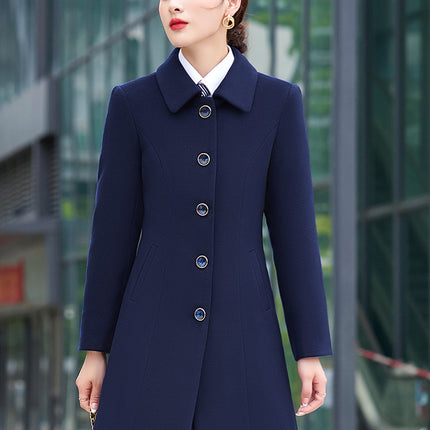 Professional woolen coat women's winter cotton and thickening sales office property tooling high-end case work clothes woolen coat