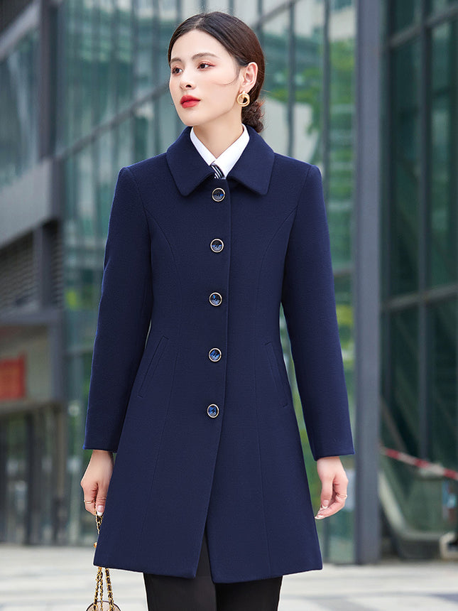 Professional woolen coat women's winter cotton and thickening sales office property tooling high-end case work clothes woolen coat