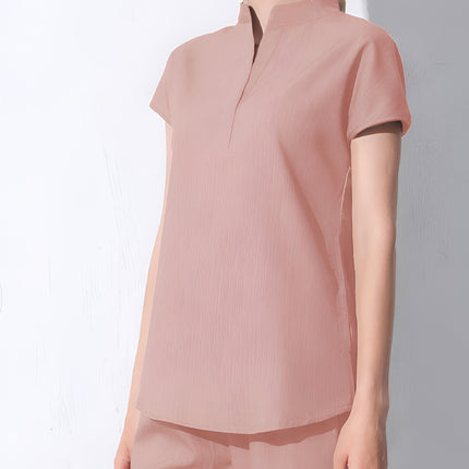 [Stretchy Nurse Scrub] Stretchy Polyester Women's V-Neck