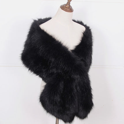 Imitation Fur Extended Bridal Wedding Dress Large Shawl Fur Collar Scarf Fox Fur Fake Collar Winter White Women