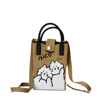 2025 New Mobile Phone Bag Woven Crossbody Bag with a High-End Feel, Popular on Amazon, Suitable for Commuting and Casual Use, Small Square Bag, Portable