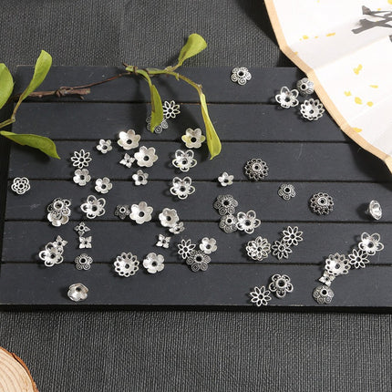 Ancient silver alloy hollow flower holder bead cap bead cap antique DIY step shake hairpin crown accessories