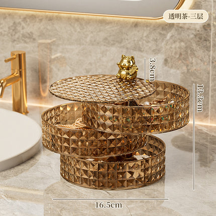 Desktop Rotating Jewelry Storage Box Home Dormitory Multi-Layer Cosmetics Storage and Organization Jewelry Box Dust-Proof Storage Rack