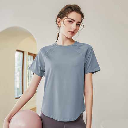 Loose Quick-drying Sports Top Women's Short-sleeved T-shirt Yoga Clothing Breathable Running Training Large Size Slimming Fitness Clothing for Summer