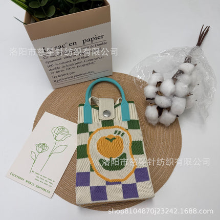 Girl's Heart-Shaped Knitted Crossbody Bag
