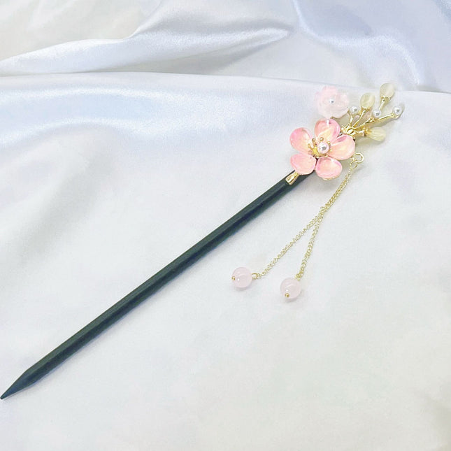 Antique Flower Hairpin Women's Wooden Hairpin Chinese High-end Hair Accessories Hairpin Hanfu Disc Hair Headwear Hairpin Step-by-step Hairpin Hairpin