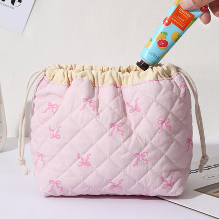 Cross-Border Makeup Brush Quilted Cosmetic Bag Large Capacity Tote Cosmetic Bag Fashionable Simple Korean Style Floral Storage Bag