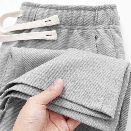 Unresistable Sweatpants! 300g Heavyweight Light Gray Twill Straight Loose Sweatpants Men's Casual Sports Pants Women