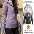 Smoke purple [hooded double zipper fashionable and versatile] plus velvet style / S [recommended below 50kg]