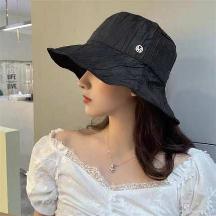 Summer Sun Protection Hat for Women, Outdoor Uv Protection, Fashionable Solid Color, Simple and Versatile, Large Brim, Face-Covering, Slimming Fisherman Hat