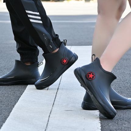 Fashion short tube men's rain shoes low non-slip waterproof shoes casual shallow mouth rain boots popular water shoes flat rubber shoes wholesale