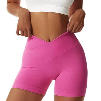 European and American Outdoor Yoga Shorts Elastic High Waist Running Fitness Tight Peach Hip Seamless Sports Shorts for Women