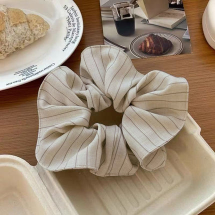Japanese and Korean Style Fresh College Style Vertical Stripe Large Intestine Hair Ring Ins Style All-match Elegant Stylish Hair Rope Hair Accessories for Women
