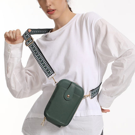 Cross-border New Multi-layer Mobile Phone Bag Card Bag Ethnic Style Characteristic Ribbon PU Small Bag Casual All-match Crossbody Bag for Women