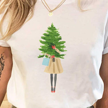 Wholesale ladies blouse supply Christmas happy fashion cartoon bottoming shirt clothes