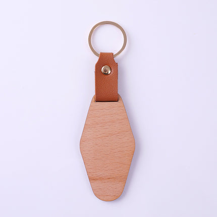 in stock Homestay Creative Leather Wooden Keychain Couple Keychain Creative Car Pendant