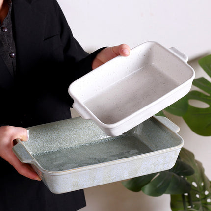 Cross-Border Scandinavian Style Kiln-Turned Baking Pan Amazon Square Steak Plate High-Value Tableware Available for Restaurants and Restaurants