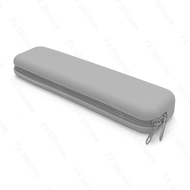New Silicone Pencil Case Large Capacity Stationery Bag Student Simple Pencil Case Portable Long Square Stationery Storage Pencil Bag
