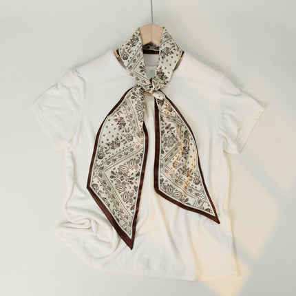 2025 European and American-style Beveled Silk Scarf Cross-border Silk Cashew Dot Long High-end Ribbon Scarf Women's Belt