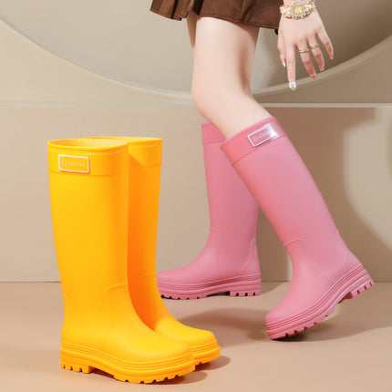 Extra Tall Mango Yellow Rain Boots "Cross-Border Extra Tall Rain Boots" Hiking Non-Slip Women's Boots for River Tracing Protection Non-Slip Water Boots